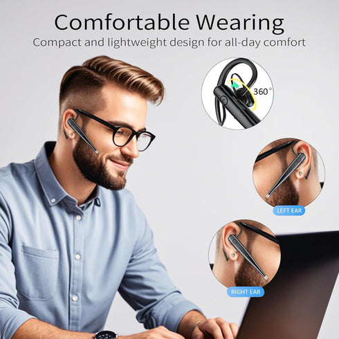 Bluetooth Headset with Microphone, Bluetooth Headset Noise Canceling, Single Ear Wireless Bluetooth Earpiece Compatible for Ios Android Cell Phone...