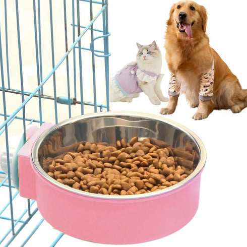 Crate Water Bowl No Spill Water Bowl for Dog Crate Kennel Water Bowl Hanging Pet Cage Bowls with Bolt Holder for Dog, Puppy, Cat, Rabbit, ect?PINK...