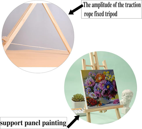 11" Small Tabletop Display Stand A-Frame Artist Easel, Beechwood Tripod, Painting Party Easel for Students Classroom Table...