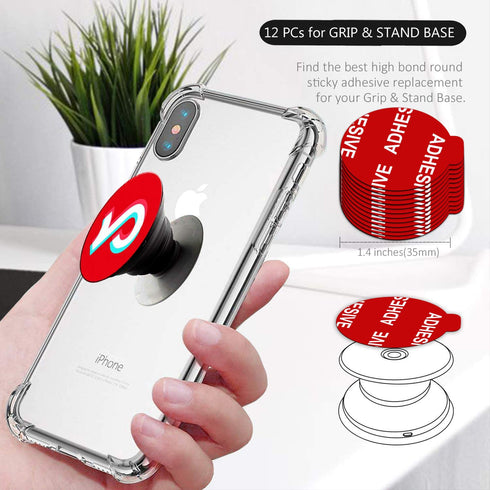 Very High Bond Sticky Adhesive, AZXYI 12 Pack Socket Sticky Adhesive Replacement Kit, 1.4 inches Double-Sided Stickers for Collapsible Grips Socke...