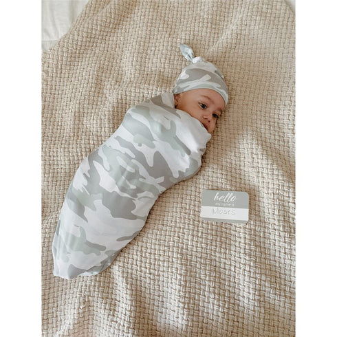 Itzy Ritzy Cocoon & Hat Swaddle Set, Cutie Cocoon Includes Name Announcement Card & Matching Jersey Knit Cocoon & Hat Set, Perfect for Newborn Pho...