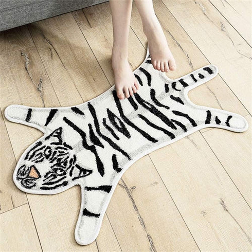 Tiger Print Rug Cartoon Cute Faux Area Rugs Fluffy Animal Print Mat Carpet Kids Small Rugs for Playroom Room Home Decor (2.6x1.8Ft /32.2" Lx21.4 W...