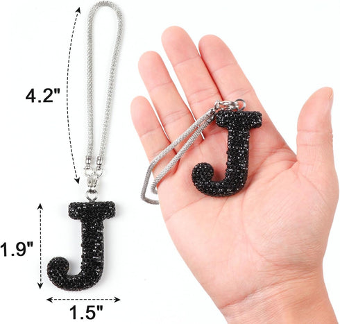 TobeQueen Car Rear View Mirror Ornament Hanging Lucky Crystal Pendant Black Bling Car Accessories for Women Rhinestone Charm Auto Decoration (Blac...