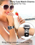 JR.DM 11-Pcs Super Bling Watch Charms with 9-Pcs Decorative Rings Loops 2-Pcs Decoration, Compatible with Apple Watch Band Metal Diamond Sliding A...