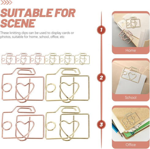 20pcs Metal Mini Paper Clip Decorative Paper Clips Exquisite Clips Multi-use Paper Clips Unique Shaped Paper Clips Exquisite File Clips Craft Clip...