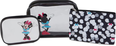 Mickey Mouse Cosmetic Case Set - Officially Licensed Mickey and Minnie Mouse Travel Cosmetic Case 3 Piece Set - Girls, Boys, Teens, Adults (Black ...
