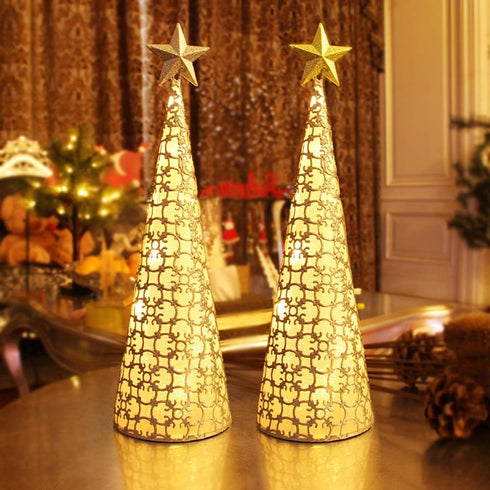 Juegoal Lighted Christmas Table Decorations with Star and 10 LED Lights Battery Operated, Indoor Xmas Thanksgiving Holiday Wedding Party Tabletop ...