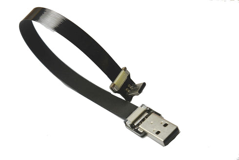 Slim Flat USB C 90 Degree Angled FPV Flat Slim Thin Ribbon FPC Cable USB Type-C 90 Degree to Standard USB A for sync and Charging Black (20CM)...