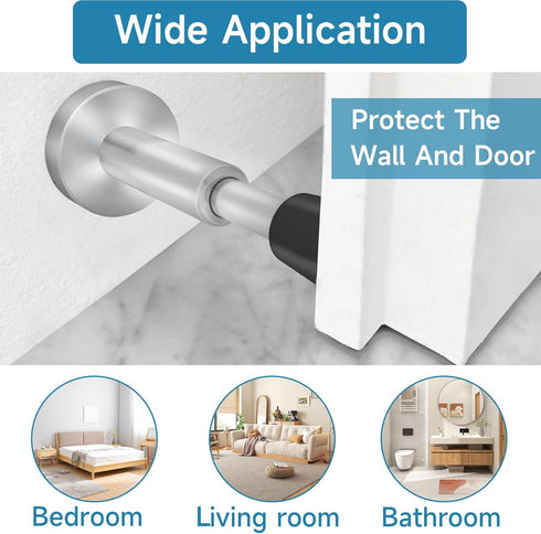 DOKU 4.1 Inch Spring Door Stoppers, 3Pcs Stainless Steel Door Stopper with Rubber Tips Bumper, Hydraulic Shock Absorbent Technology, Wall Mounted ...