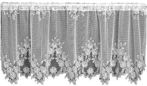 Heritage Lace Tea Rose 60-Inch Wide by 24-Inch Drop Tier, White...