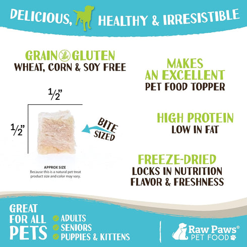 Raw Paws Freeze Dried Chicken Breast Treats, 4-oz, Made in USA - Natural Chicken Dog & Cat Treats...