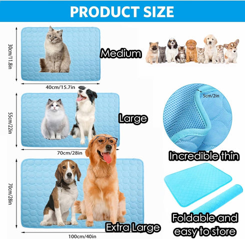 Dog Cooling Mat, Pet Cooling Mat for Dogs Cooling Blanket for Dogs Dog Cooling Pad for Kennels, Crates, Cars, Indoor & Outdoor Ice Silk Cooling Ma...