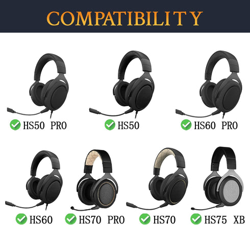 SOULWIT Earpads Cushions Replacement for Corsair HS75 XB HS70/Pro HS60/Pro HS50/Pro Gaming Headset/Headphones, Ear Pads with High-Density Noise Is...