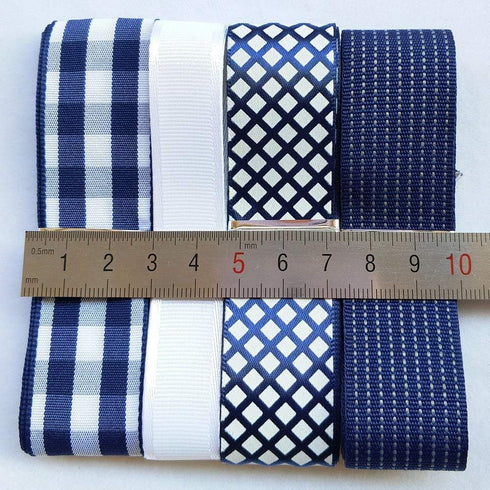 Libiline Assorted of Navy Blue 20 Yards Grosgrain Satin Ribbon Organza Ribbons Craft DIY Packing Hair Bow Accessory (Navy)...