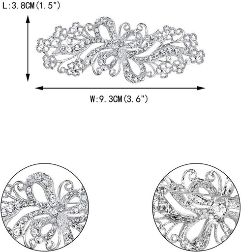 EVER FAITH Wedding Filigree Bowknot Brooch Clear Austrian Crystal for Women...