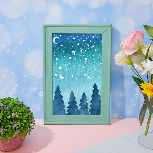 4 Pack Star Stencil 4 Sizes Star Shaped Painting Template Reusable Plastic Twinkle Starburst Painting Stencils for Wall Wood Canvas Fabric, Use fo...