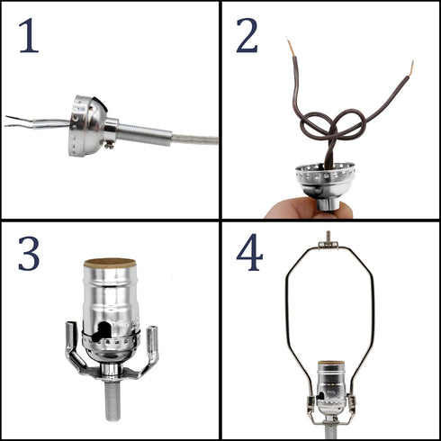 Make a Lamp or Repair Kit - All Essential Hardware, 3 Way Socket, and Matching Electric Cord (Bronze)...