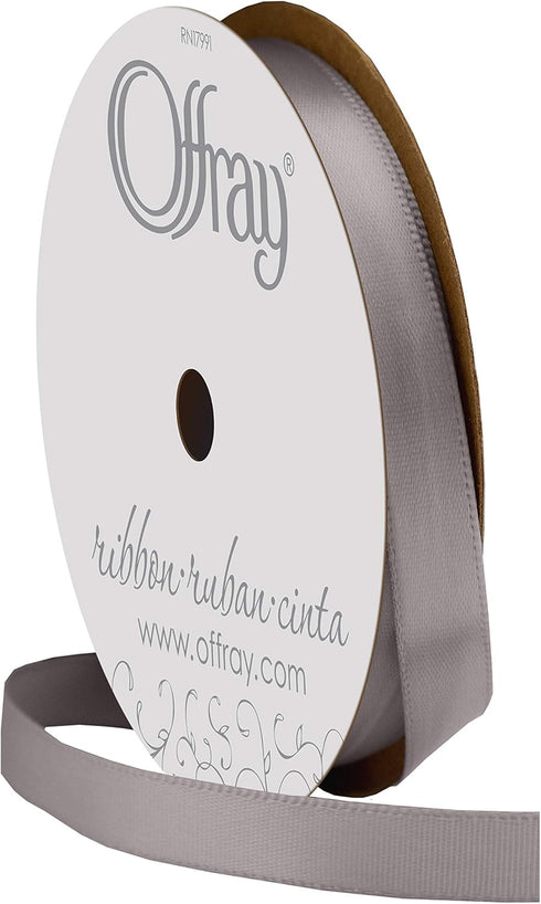 Offray 072431 3/8" Wide Single Face Satin Ribbon, Silver Gray, 6 Yds...