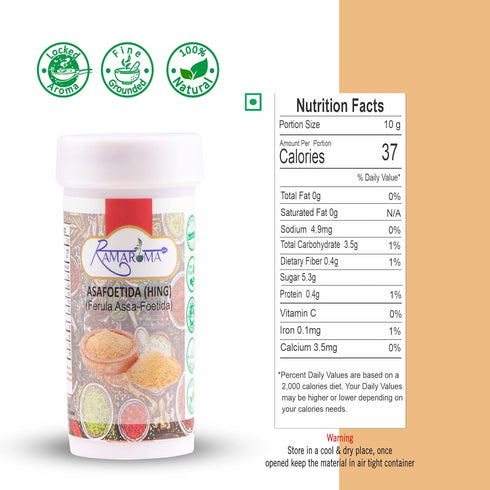 Ramaroma Asafetida (Hing) Ground 0.35oz (10g) ~ All Natural | Salt Free | Vegan | Non-GMO | Asafoetida Indian Spice | Best for Onion Garlic Substi...