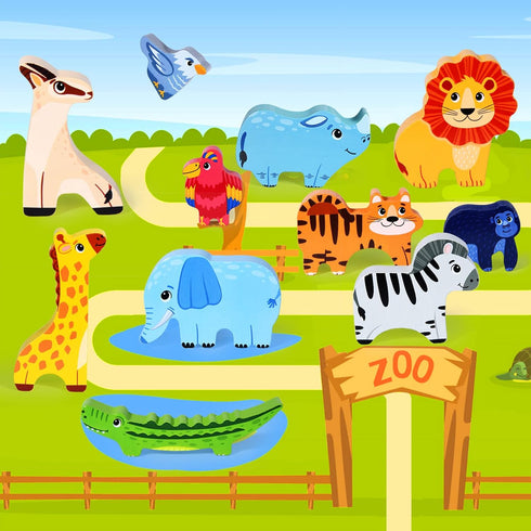 Atoylink Wooden Stacking Toys for Toddlers Cute Zoo Animals Stacking Blocks Balance Game Preschool Montessori Educational Toys for 2 3 4 5 Year Ol...