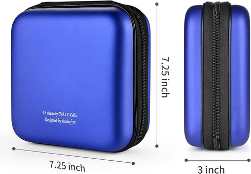 alavisxf xx CD Case, 48 Capacity EVA Protective Blu-ray DVD Case Portable Zipper CD Case Holder Disc Storage Organizer Wallet Bag for Car Home Tra...