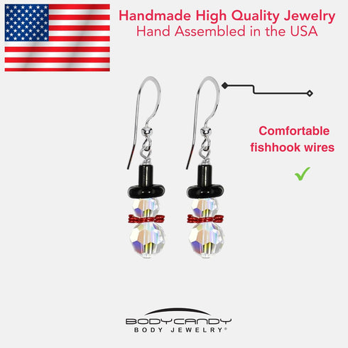 Body Candy Handcrafted Snowman Holiday Earrings Created with Crystal for Women, Mother, Friend, Wife...