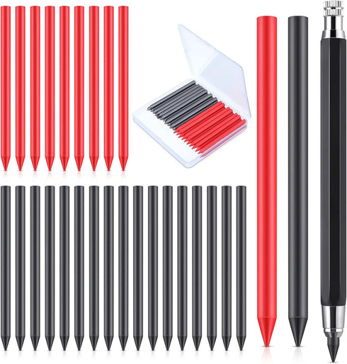 36 Pcs 5.6 MM Mechanical Pencil Refills and 5.6 MM Mechanical Pencil, Black Red Sketch Up Mechanical Pencil Replacements for Art Drafting...