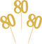 Donoter 50pcs 80th Cupcake Toppers Gold Glitter Number 80 Cake Picks for Birthday Anniversary Party Decoration...