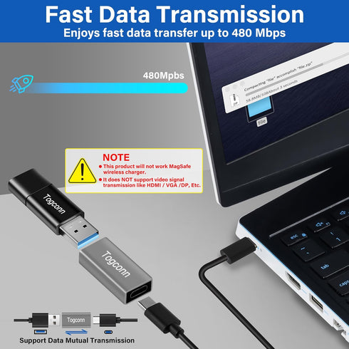 USB C to USB 3.0 Adapter (2 Pack),USB Type-C (Female) to USB A (Female) Coupler Convert,Bi-Directional High Speed USB Extension Connector Support ...