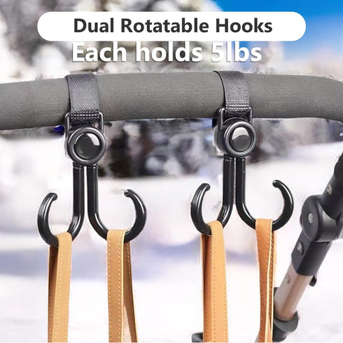 4 Pack Hooks for Baby Stroller, Black Mommy Clips, Universal and Adjustable Hooks for Bags Durable Hold 20lbs...