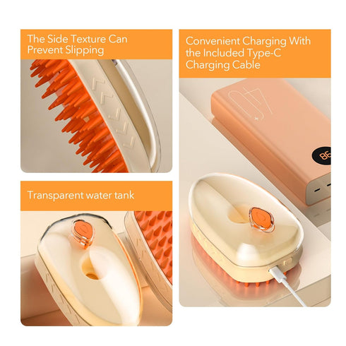 4-in-1 UV Spray Massage Grooming Brush, Bulit-in Cat Moss Lamp, Nano Spray Steam Brush for Removing Loose Fur, Water Brush for Long or Short Haire...