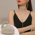 EIELO Rhinestone Jewelry Set for Women Wedding Bridal Triangle Bling Clutch Bag Glitter Choker Necklace Tennis Stretch Bracelets Ring Dangle Fring...