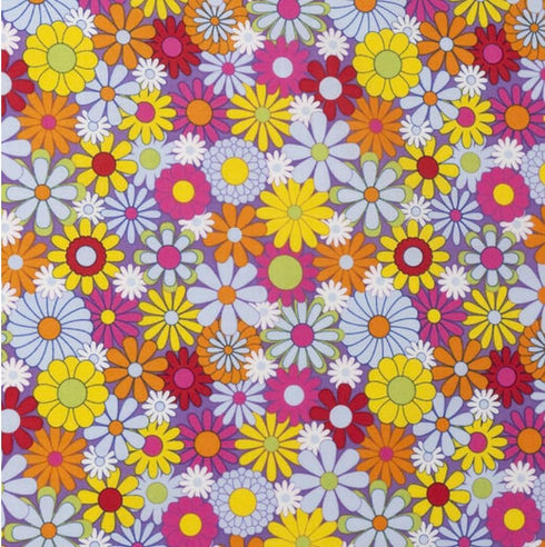 Multicolor Retro Floral Cotton Fabric by The Yard Precut - One Yard...