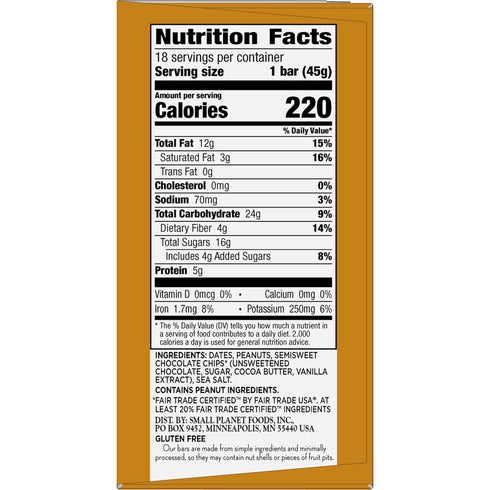 Larabar Peanut Butter Chocolate Chip, Fruit and Nut Bars, Gluten Free and Vegan, 28.8 oz, 18 Ct...