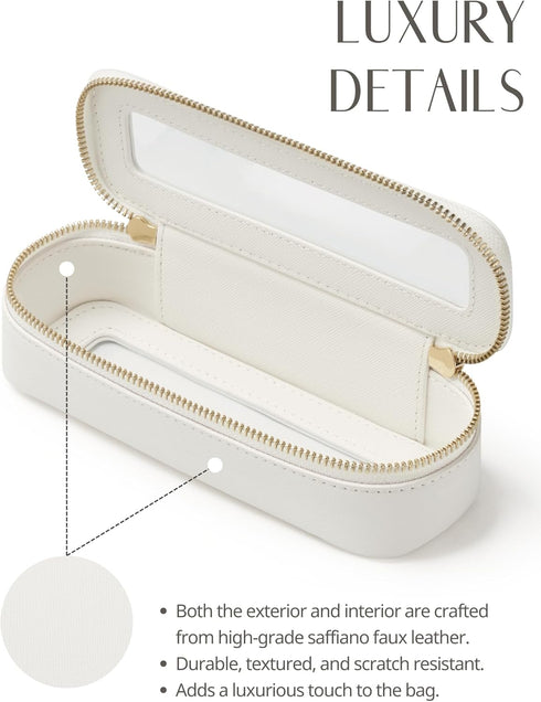 Slim Makeup Brush Bag Travel Clear Toiletry Bag for Women Cute White Make Up Bag for Traveling Cosmetic Bag Organizer Waterproof Tansparent Beauty...