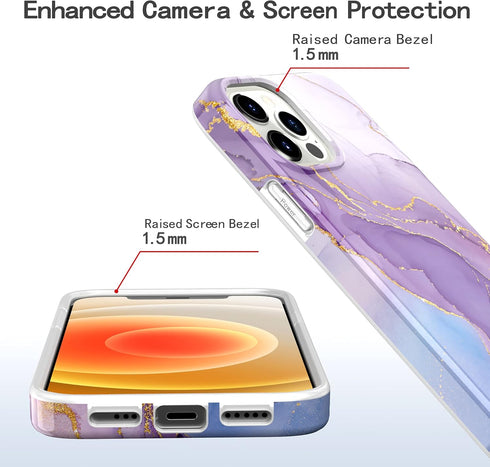 BAISRKE Compatible with iPhone 12 Case,iPhone 12 Pro Case Gold Sparkle Glitter Marble for Girly Women,Shockproof Flexible Bumper Soft TPU Cover fo...
