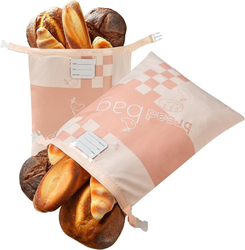 Bread Bags for Homemade Bread Storage - Reusable Large Bread Bag - Freezer Bread Saver - Sourdough Bread Making & Fresh Bread Storage Solution (Pi...