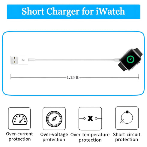 Short Charger Compatible with Apple Watch, Portable Wireless USB Charging Cord (1.15ft/14inch/35cm) Magnetic Cable for iWatch Series Ultra 2/Ultra...