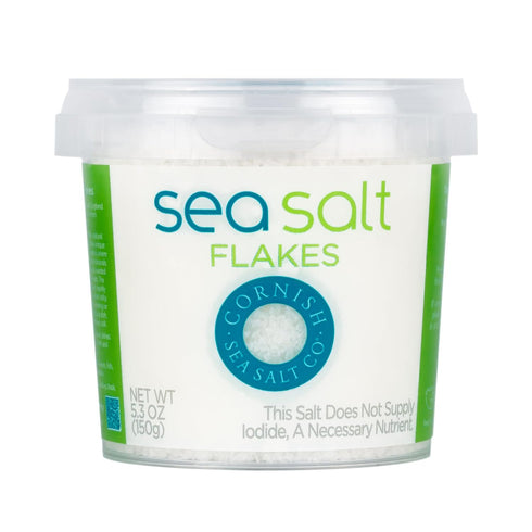 Cornish Sea Salt Flakes | Flaky Finishing Sea Salt for Cooking & Baking | Hand-Harvested in Cornwall, England | 5.3 oz Resealable Tub (Pack of 1)...