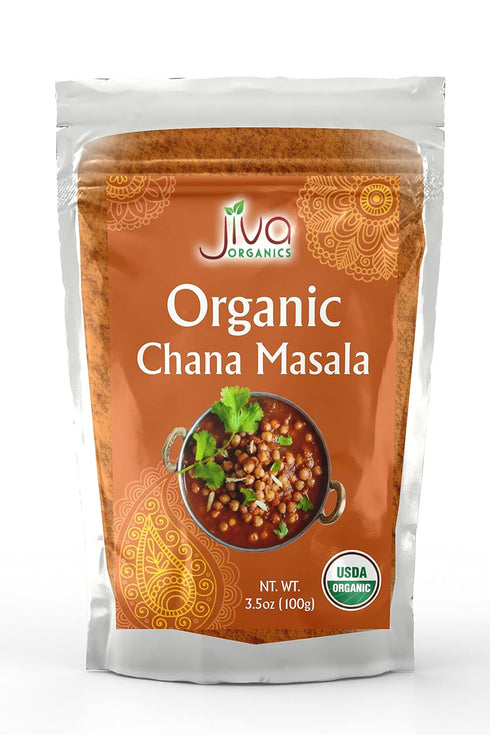 Jiva Organic Chana Masala 3.5 Ounce Bag - Indian Spice Blend - Non-GMO, Chick Pea Curry Masala...