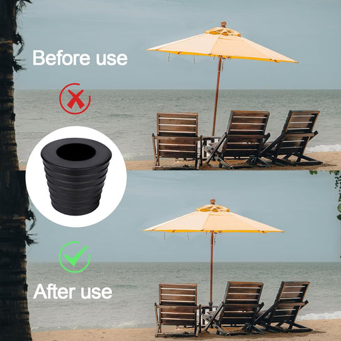 SAVITA Patio Table Umbrella Hole Ring, Silicone Black Table Umbrella Hole Plug Cone with Transparent Umbrella Hole Ring Fits Parasol Poles 1.5 inc...