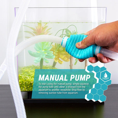 TERA PUMP BPA Free 10 feet Hose Aquarium Cleaner Siphon Pump - Hand Siphon Pump to Drain LONG Distance Replace Your Water in Minutes! WFC (Water F...