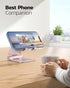Nulaxy Dual Folding Cell Phone Stand, Fully Adjustable Foldable Desktop Phone Holder Cradle Dock Compatible with Phone 15 14 13 12 11 Pro Xs Xs Ma...