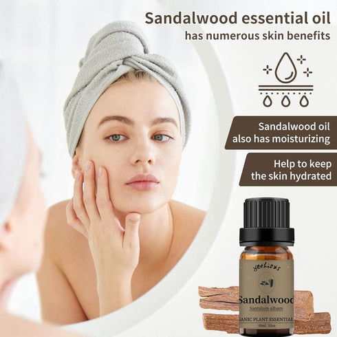 yethious Sandalwood Essential Oil for Diffuser 100% Pure Sandalwood Oil Organic Aromatherapy Gift Oils 10ml...