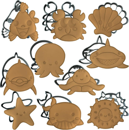 Cookie Cutters Variety Pack of 10 – Food Safe Plastic Under The Sea Cookie Cutters – Cookie Cutters for Kids Fish Cookie Cutter for Baking, Decora...