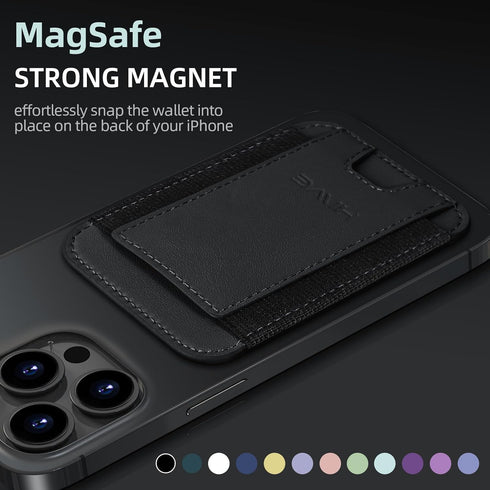 HiWe for MagSafe Wallet, Magnetic Card Wallet Holder for iPhone 15/14/13/12 Series, Leather Wallet, Fit 6 Cards, Slim, RFID Blocking, Black...