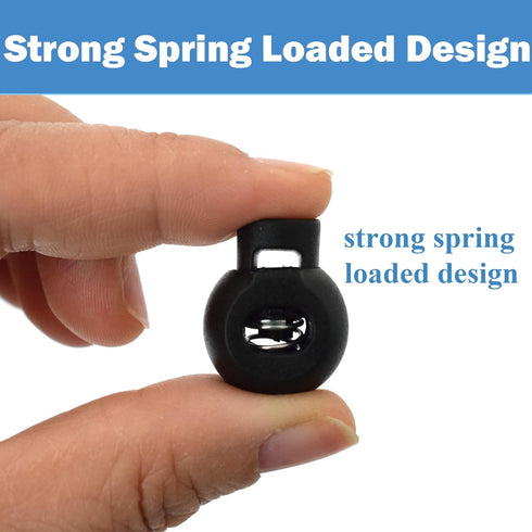 J.CARP 30Pcs Ball Shape Plastic Cord Locks End Spring Toggle Stopper, Single Hole Elastic Cord Adjuster, Suit for Hat Straps, Drawstrings, Bags, S...
