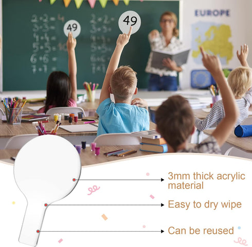 4 Pieces Mini Dry Erase Answer Paddles Acrylic Answer Board Double-Sided Answer Paddles Quick Response Board with Handle for Teaching Games Home O...