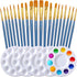 Paint Brushes Palettes Set by DUGATO, 2 Packs/20pcs Round Pointed Tip Nylon Hair Brushes with 5 Paint Trays for Acrylic Watercolor Oil Gouache Tem...