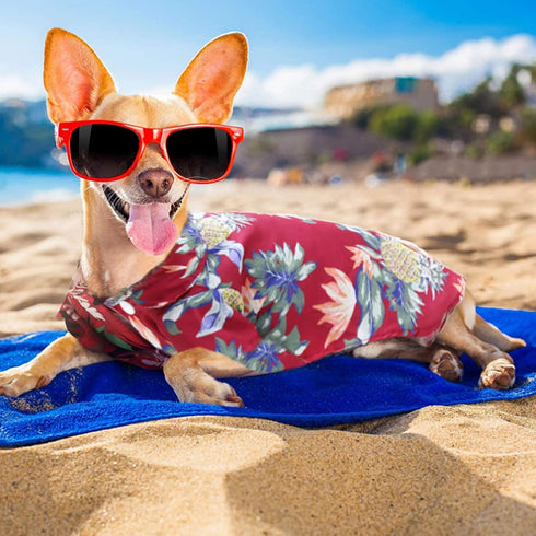 Pack of 4 Hawaiian Dog Shirt Summer Breathable Pet Clothes Dog Sweatshirts Cool Coconut Tree Pineapple Beach Dog Shirts for Small Medium Large Dog...